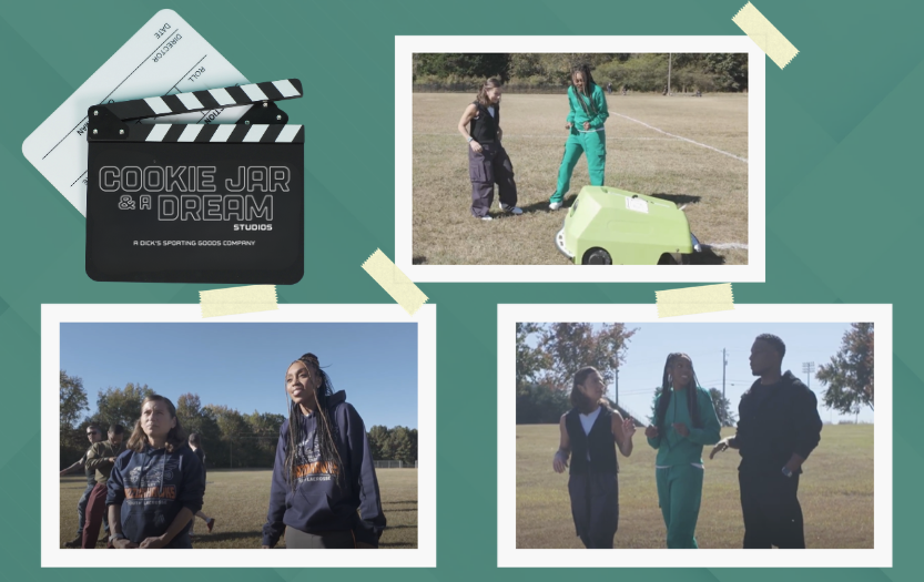 Kristen Garmey filming with Renee Montgomery and Kel Mitchell.