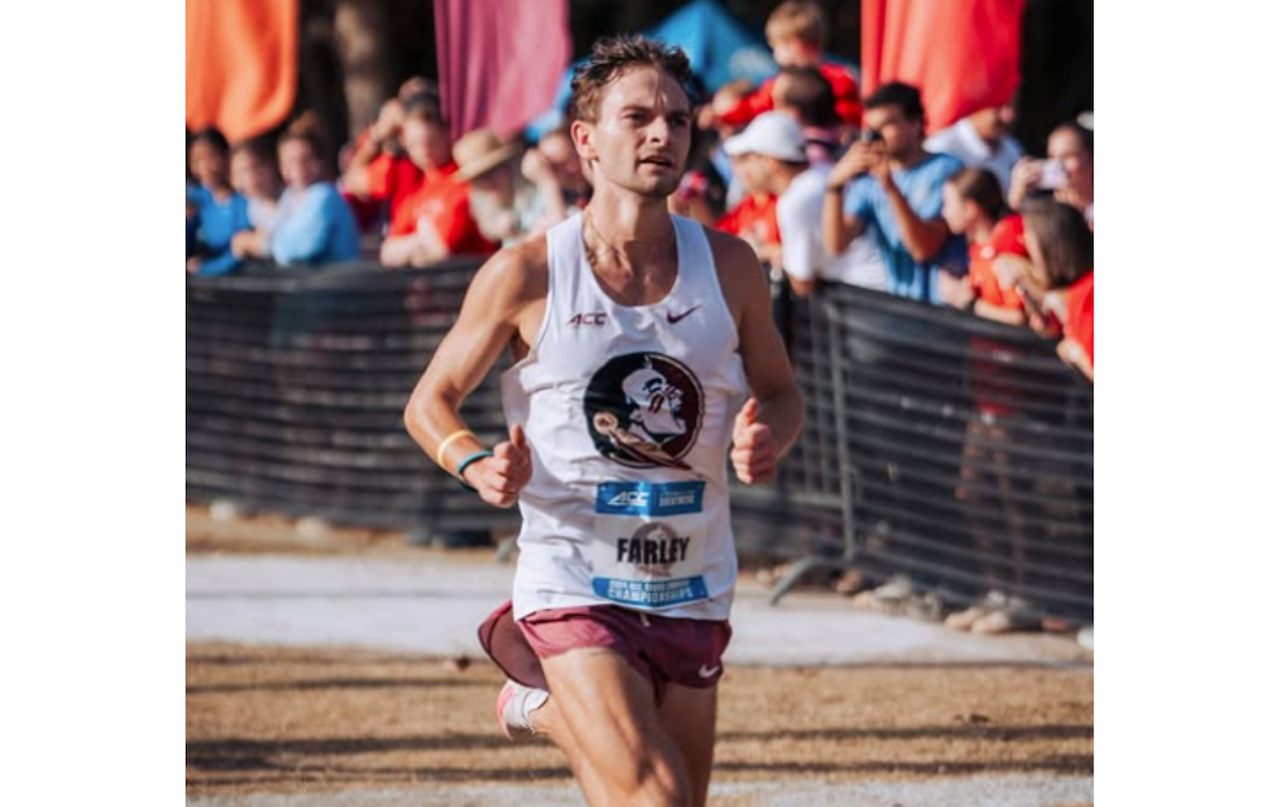 Farley running in the 2024 ACC Cross Country Championships for Florida State University.