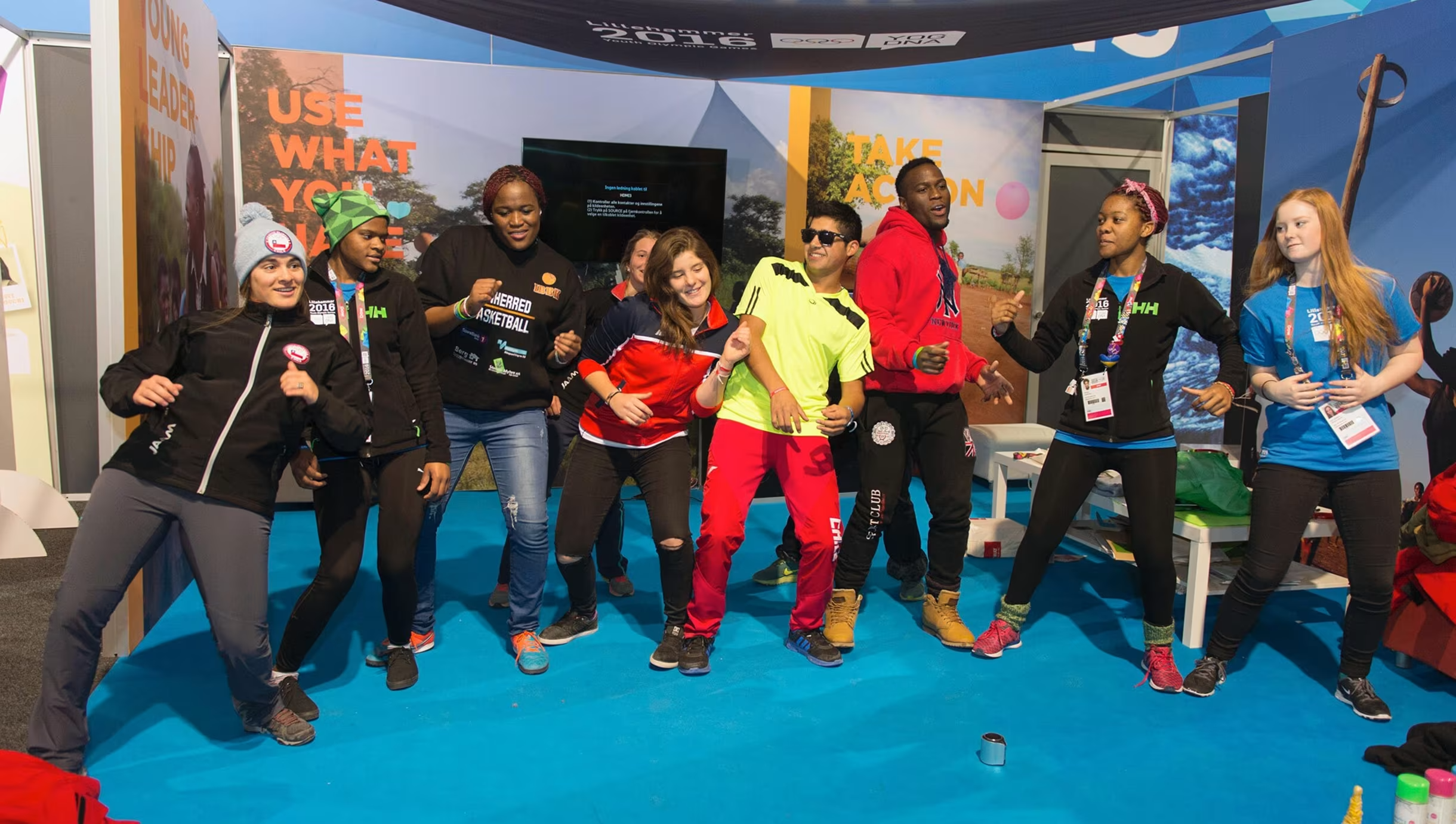 Group posing for pictures together