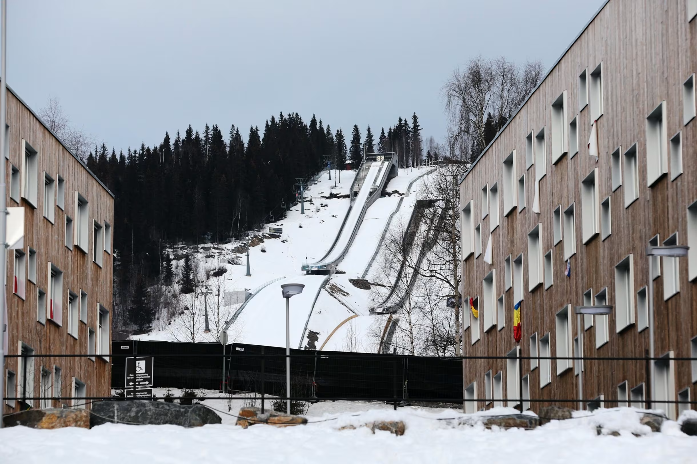 apartment buildings near ski slope