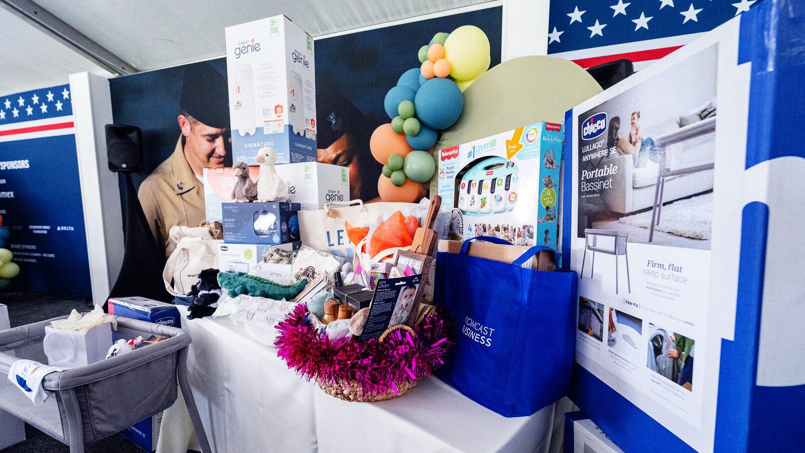 Gifts piled up for military moms at Operation Shower.