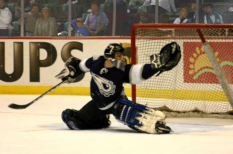 Goalie making a save.