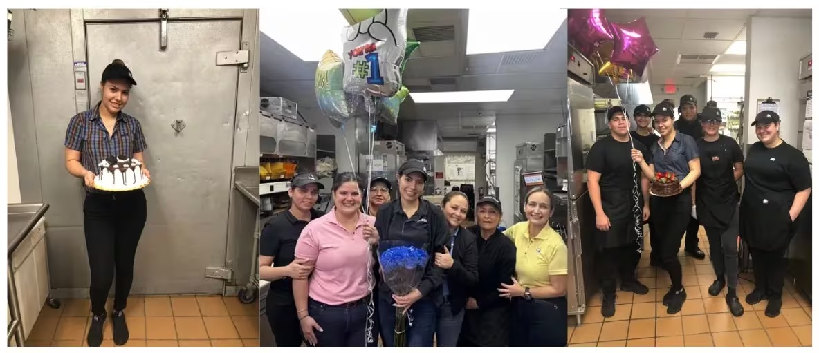 collage of employees smiling together