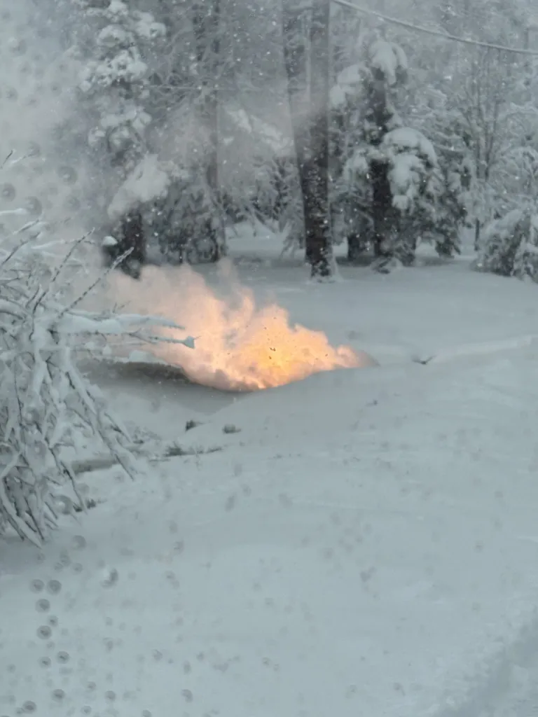 fire in snow
