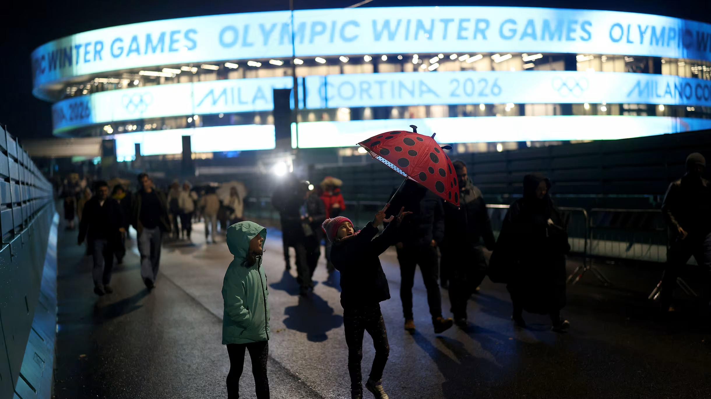 People walking outside Olympic stadium