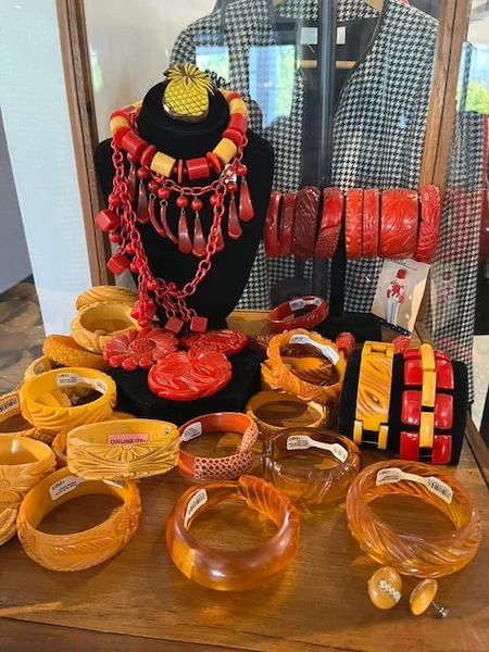 Colorful, chunky and often carved, Bakelite jewelry was also affordable, hitting its peak of popularity in the Depression. Today the pieces are highly collectible. (Photo credit: Beth Szymkowski)