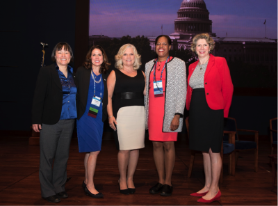 From Left to Right: Lynn Terwoerds, Executive Director, Executive Women’s Forum; Angela Messer, Executive Vice President, Booz Allen Hamilton; Joyce Brocaglia, CEO & Founder, Alta Associates & Executive Women’s Forum; Lillie Coney, Policy Director, U.S. Rep. Sheila Jackson Lee’s Office; Marene N. Allison, Vice President of Information Security, Johnson & Johnson