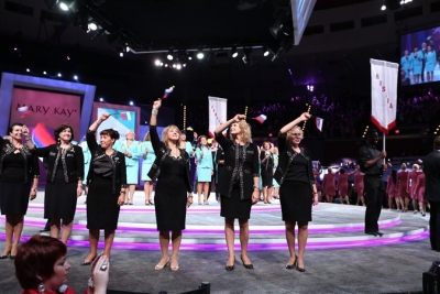 Independent sales force members from Mary Kay Russia & Mary Kay Ukraine are honored on stage at the Mary Kay U.S. Seminar in Dallas