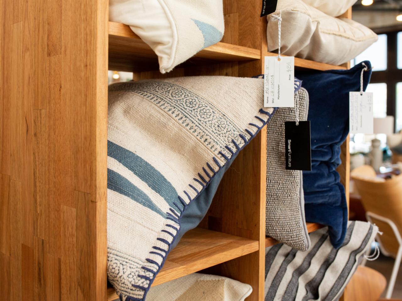 pillows in retail store