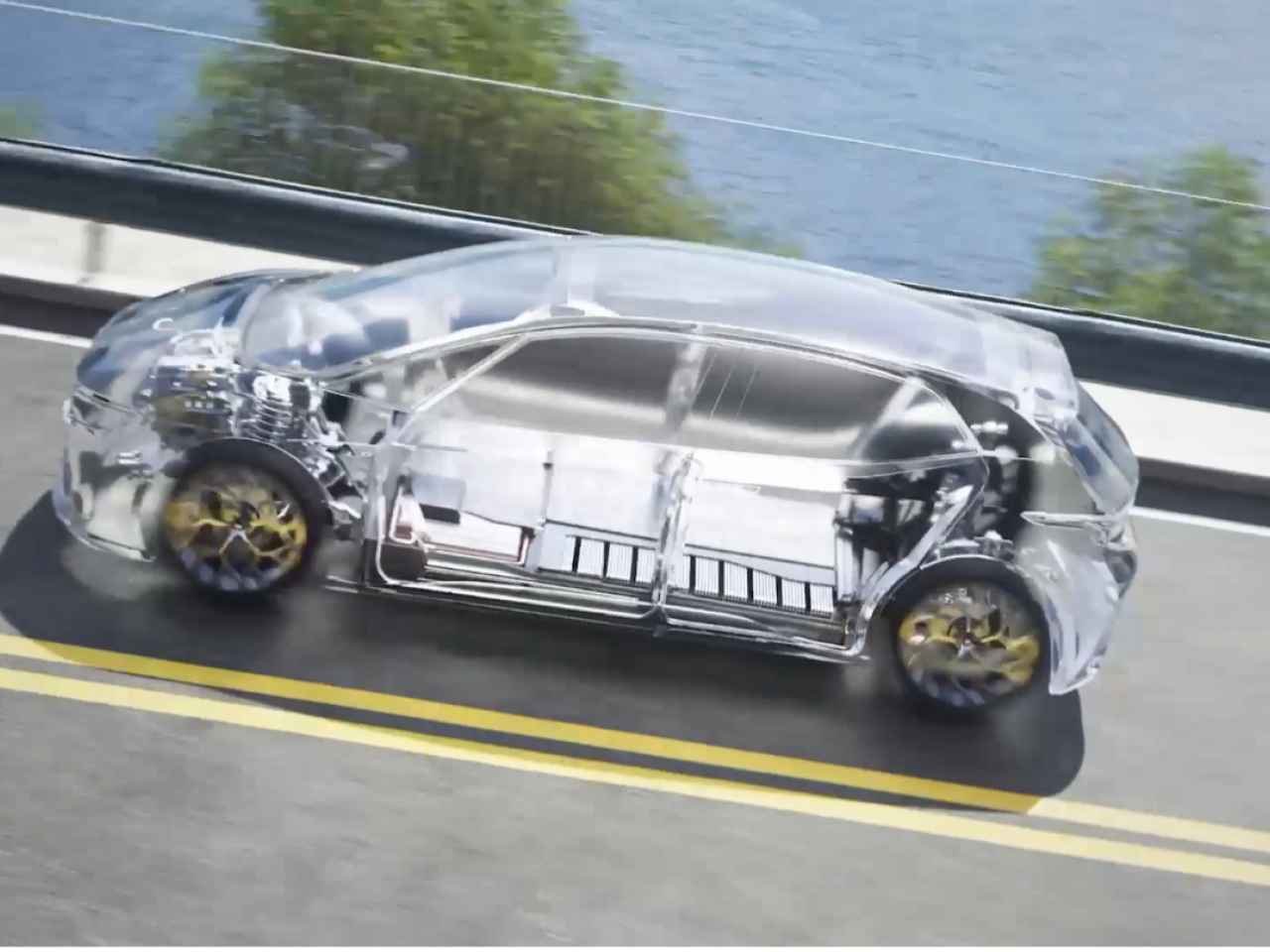 transparent car in motion