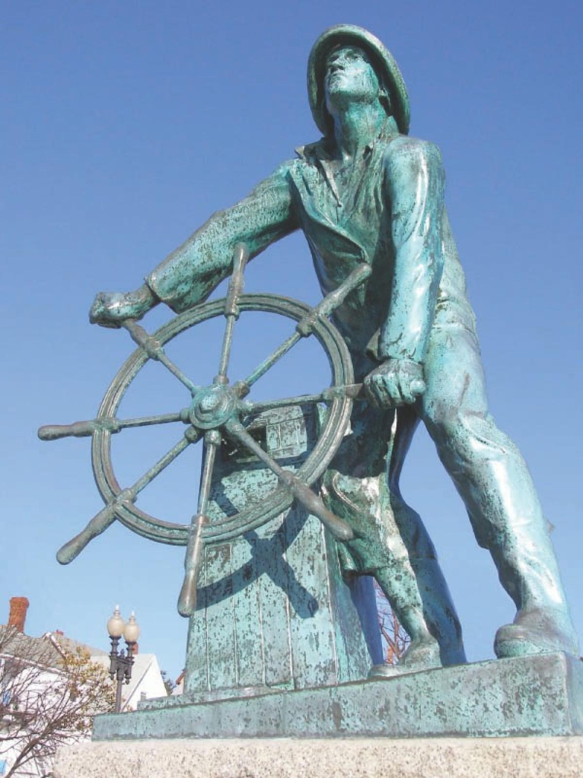Fisherman statue, Gloucester, Massachusetts. In memory of Glouster's fishermen who have perished at sea.