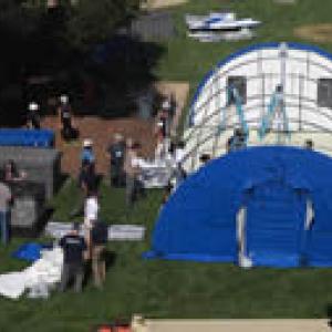 Aerial photo of field hospital